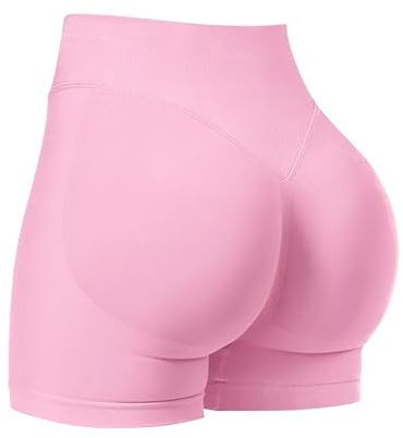 JN JANPRINT Womens Running Gym Cycling Shorts Hidden Scrunch Bum Butt Lifting High Waisted 4.5 Seamless Booty Shorts Pink