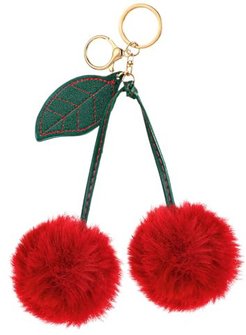 AOZUO Kirsch Bag Charm, Plüsch Kirsch Taschenanhänger Schlüsselanhänger Damen, Geldbörsenanhänger Handtaschenanhänger für Frauen und MädchenRucksäcke Bag Charms Geschenk(Rotwein)