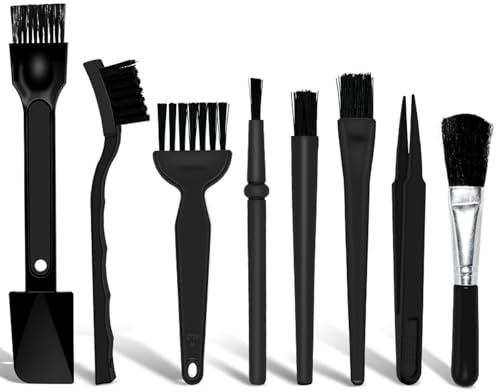 Kit de mini brosses de nettoyage pour clavier - 8 en 1 - Antistatique - Poignée en plastique - Brosse à poussière en nylon pour ordinateur, appareil photo, tablette ESD et carte mère - Outils de