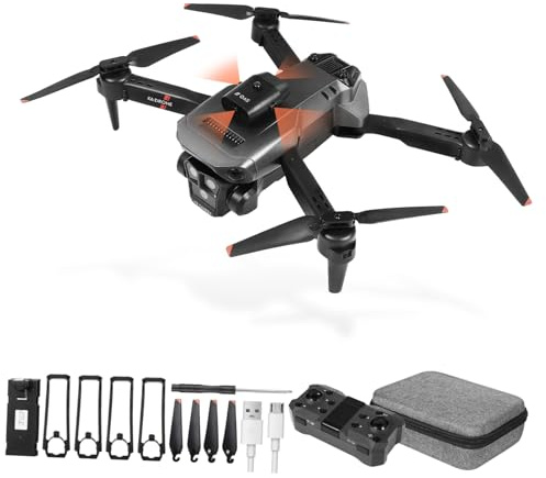 Alipis Drone Pliable avec Triple Caméra HD et Lentille Réglable à 150° pour Adultes, Batterie Double 1800mah, Fonction Geste Selfie et Démarrage Clic
