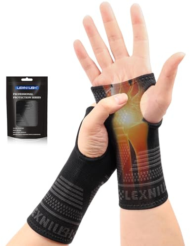 2 Pack Wrist Supports for Arthritis, Left/Right Hand Wrist Brace for Men Women, Wrist Compression Sleeve for Tendonitis, Carpal Tunnel, RSI, Sprained, Hand Brace Supports for Sports, Gym, M