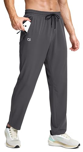 G Gradual Men's Lightweight Pants with 3 Zipper Pockets Athletic Workout Sweatpants Quick Dry Running Hiking Pants for Men Charcoal 2XL