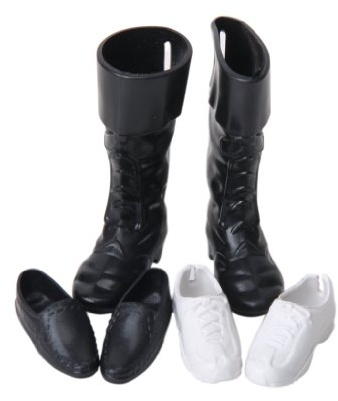 3 Paar Kunststoff Ken Royal Prince Puppenschuhe - Weiß und Schwarz
