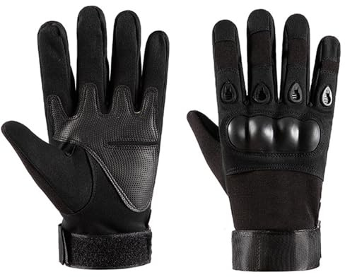 JUGUTA Jugurtha 1 Paia Guanti Moto, Guanti Da Moto Per Uomo E Donna,Con Protezione Per Nocche Dure E 2 Dita Touch Screen Antiscivolo, Adatto Per L'Esplorazione Della Giungla, Trekking(Dito Intero)