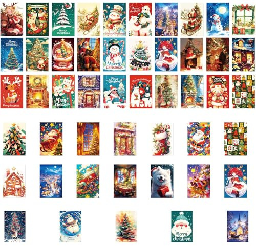 Vintage julvykort: 50 x nyårskort, gammalt julvykort-set | Julkort för vänner, familjemedlemmar, släktingar, julönskningar, scrapbooking