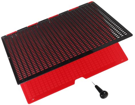 Operitacx Kit Scrittura Braille Lavagna in Plastica 27 Righe 30 Celle e Penna Nera Ergonomica, Strumento di Apprendimento Braille per Principianti a Casa e Scuola