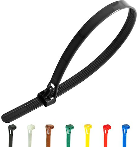 Gocableties Kabelbinder Wiederverschließbar schwarz, 300 mm x 7,6 mm, 100 Stück, Premiumqualität Wiederlösbar, Wiederverwendbar Set