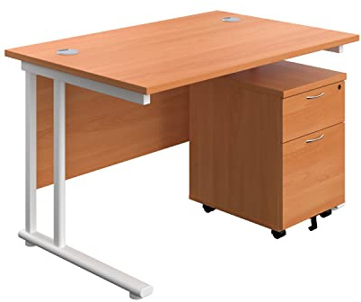 Office Hippo Heavy Duty Rectangular Cantilever Office Desk With 2 Drawer Mobile Filing Pedestal