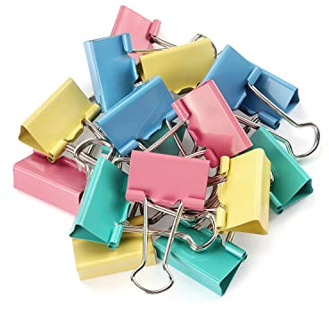 ZZTX Binder Clips Small Size Paper Clamps Clips Assorted Color, 1.0 Inches, 48 Pieces