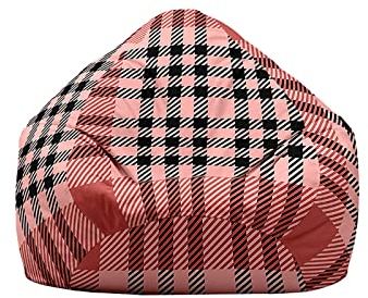 Treer Sitzsack Bezug Ohne Füllung, Plaid Muster Weich Sitzsackbezug für Erwachsene und Kinder, Sitzsack Stuhlbezug Sitzsackhülle Ohne Innensack Sitzsackhüllenbezug (100x120cm,Schwarz & Rot)