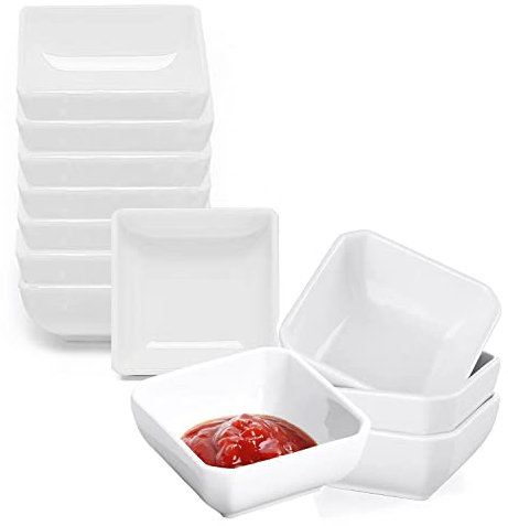 ACONDE Square Dip Bowls, 12pcs Sauce Bowls, Small Bowls, for Snacks, Sauce, Condiments, Side Dishes, White