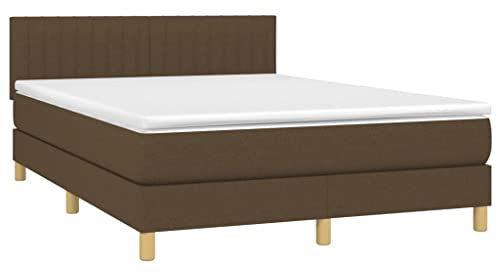 vidaXL Boxspringbett mit Matratze Bett Polsterbett Doppelbett Hotelbett Bettrahmen Bettgestell Lattenrost Schlafzimmerbett Dunkelbraun 140x200cm Stoff