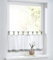 Cottage Scheibengardine Bistrogardine weiß grau kariert mit Schlaufen und Holzkugeln,Reine Baumwolle, Landhaus-Gardine Küche, Breite 120 cm x Höhe 50 cm