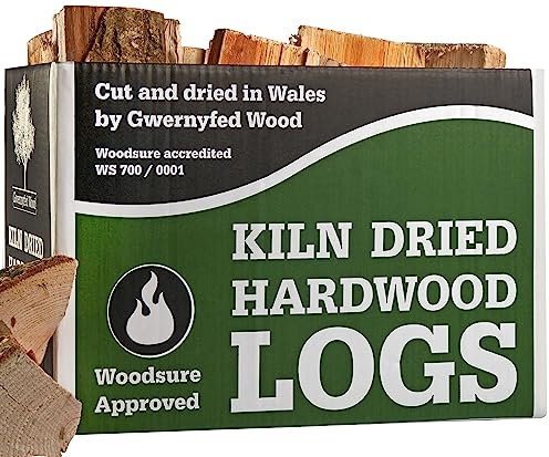Kiln Dried Hardwood Logs, (24L), WoodSure Approved, for Wood Burners, Open Fires, Stoves, Pizza Ovens, Camp Fires and Chiminea (1 Box (24L))