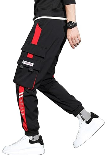 XYXIONGMAO Streetwear joggingbyxor casual sportbyxor säckiga vardagliga techwear hiphop träningsbyxor svarta cargobyxor för män