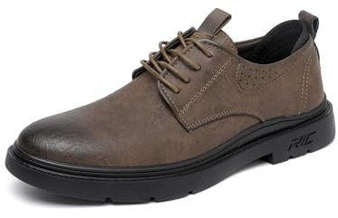 WUIWUIYU Derby Oxford Homme Lacets Dressing Chaussure Ville Costume Chaussure Ville Casual -Brun 43