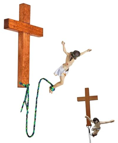 Yiohejy Gesù crocifisso, statuetta decorativa da parete con Gesù Cristo, decorazione vintage in resina che salta Gesù Cristo, statuetta artistica per casa, chiesa, soggiorno, studio, camera da letto