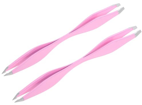EXQUIMEUBLE 2 Piezas Pinzas De Precisión Para Cejas De Doble Punta De Acero Inoxidable Pinzas Para Manualidades Para Extensiones De Pestañas y Extracción De Pieles Encarnadas