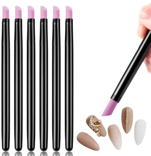 UEAVOID 6 piezas de lima de uñas de piedra de doble cabezal de cuarzo, herramienta para quitar cutículas, cortar, pulidor, herramienta de manicura 6pcs