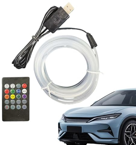 Iluminación Ambiental para Coche - Tira LED de 7 Colores Activada por Voz | para Automóvil Salón Dormitorio Televisor Estantería Monitor Salpicadero