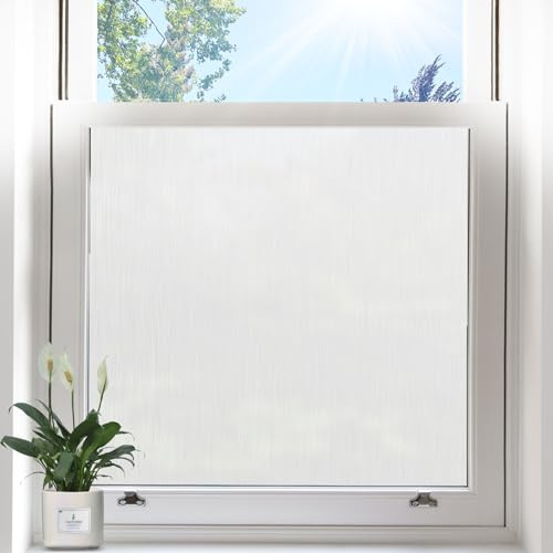 Borskyn Privacy Window Film - Frosted Static Cling Glass Film, UV Blocking Non-Adhesive Decorative Covering for Bathroom Home Office, 17.5 x 78.7 Inch