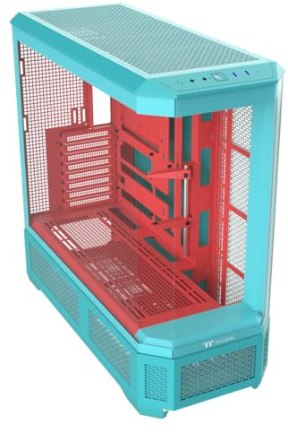 Thermaltake View 600 TG; Full Tower; 420mm Radiator Support; 480mm GPU Clearance; Hidden Connector Support; Rotatable PCIe Slots; 220mm PSU Clearance; Mint Strawberry; CA-11H-00FLWN-00
