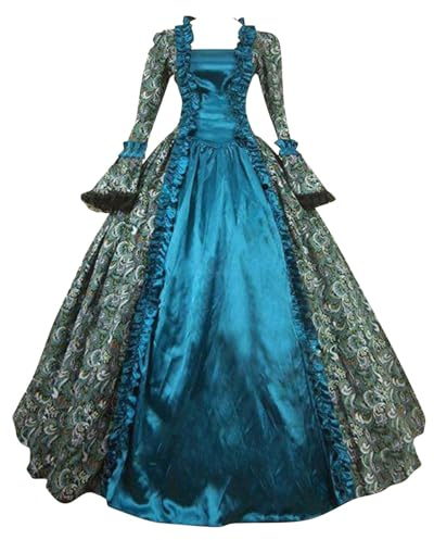 Générique Robes Gothiques pour Femmes,Robes de SoiréE Vintage MéDiéVales,Tenue de Mascarade pour NoëL et Carnaval(Light Blue,4XL)