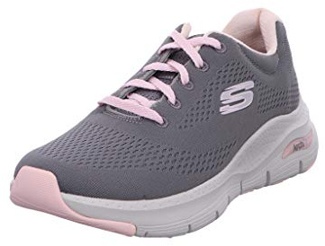 Skechers Arch Fit Big Appeal, Scarpe da Ginnastica Donna, Grigio Gray Knit Mesh Pink Trim, 37 EU