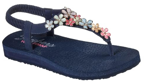 Skechers 32922 Mujer Sandalias de Talón Abierto, Azul (Navy Mitobuck/Rhinestone Trim Nvmt), 37 EU