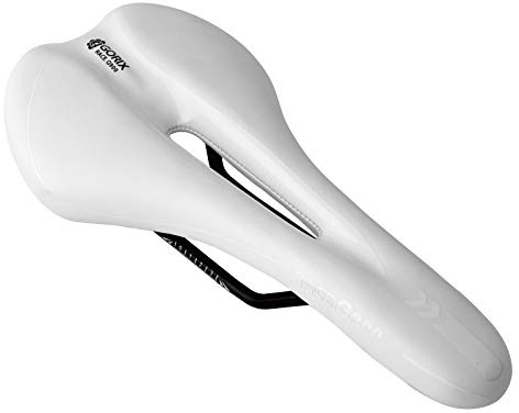 GORIX Siège de Selle de Vélo Modèle de Course Coussin Confortable avec Rail Vélo de Route de Montagne pour Hommes et Femmes (3621a) (Tout Blanc)