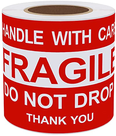 Hylabelest - Etichette adesive da 7,6 x 12,7 cm, con scritta Do Not Drop Thank You Fragile, 100 per rotolo (7,6 x 12,7 cm)
