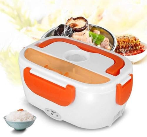 offershop Scaldavivande Scalda Vivande Porta Alimenti Cibo Elettrico Elettronico Termico Thermos Lunchbox Lunch Box Portatile 220V capacità 1.05L Cucchiaio Vaschetta Estraibile (Arancione)