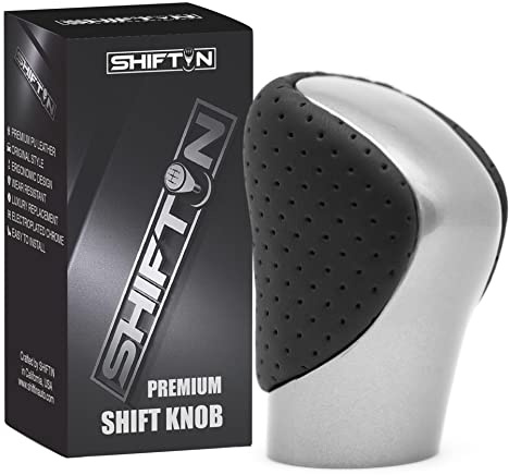 SHIFTIN Gear Shift Knob Shifter for Lexus ES GS GX is NX RC RX 200t 300 350 3450h 450hL 350L (Black Leather/Gray Silver)