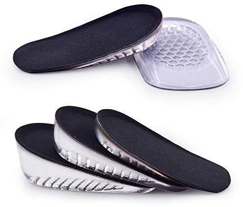 SAUDEfoot 1 paire de semelles de talon d'augmentation de la hauteur en GEL, inserts de soulève-chaussures invisibles, absorption des chocs, hauteur 1 cm 2 cm 3 cm (L pour homme, hauteur: 1 cm, noir)