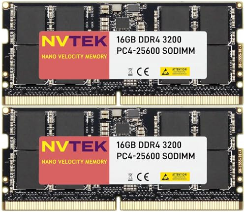 NVTEK 32GB (2X16GB) DDR4 3200MHZ PC4-25600 SODIMM 2Rx8 1.2V 260-PIN Non-ECC Laptop PC Computer Memory