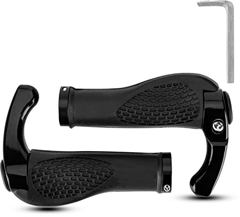 ROCKBROS Bike Grips Single Lock-on Bicycle Handle Bar Ergonomics Non-Slip Mountain Bike Handlebar Comfortable & Shock Absorption Rubber Grips for BMX, MTB,Scooter