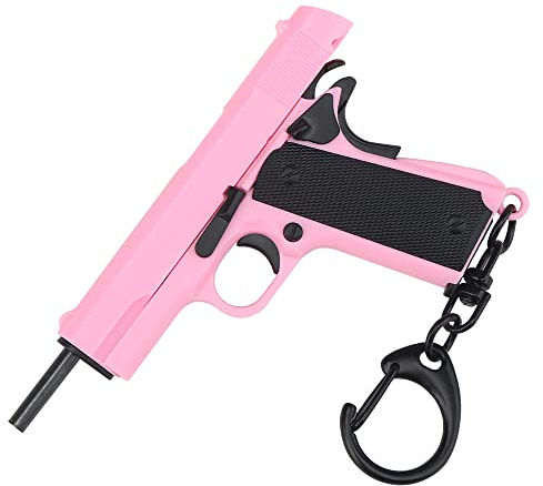 1911 Mini pistolet tactique 1:4 en forme de pistolet avec pièces mobiles, porte-clés réaliste en forme de pistolet modèle de sac de collection pour fans de l'armée, cadeau pour petit ami (rose)
