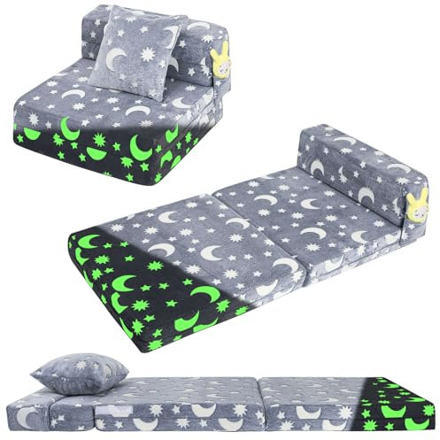 bluaqua Kinder-Klappsofa,Kindersofa Aufklappen 2 in 1 Schlafsofa, Spielsofa Kindersofa, Glow-Kinder Sofa,mini Sofa,kindercouch,Klappcouch für Spielzimmer