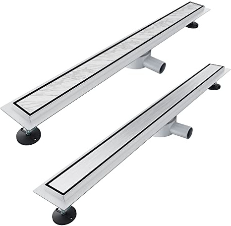 SONNI Duschrinne 100 cm, 360° Duschrinne, gebürsteter Edelstahl Ablaufrinne