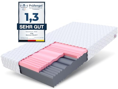FDM Select Matratze 160x200 cm Kaltschaum Höhe 14 cm Härtegrad H3 und H4 Visco-Schaum Öko-Tex Allergikergeeignet Jersey Bezug Waschbar