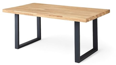 CHRIS U Esstisch Massivholz Eiche - Hochwertiger Esszimmertisch mit Metallgestell - 180 x 76 x 100 cm (B/H/T)