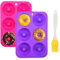 2 Piezas Molde para Donut de Silicona, Molde Donuts, 6 Cavidades Rosquillas Antiadherentes Bandeja, Molde para Pasteles para Hornear Rosquillas/Magdalenas/Bagels/Pasteles, 1 pc Cepillo de Silicona