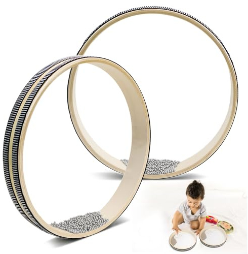 Tambor ondulado, 2 unidades, océano, tambor oceánico con carcasa de madera dura, bolas de acero, instrumento musical, percusión de mano, 10 pulgadas, para meditación y despan (10 pulgadas)