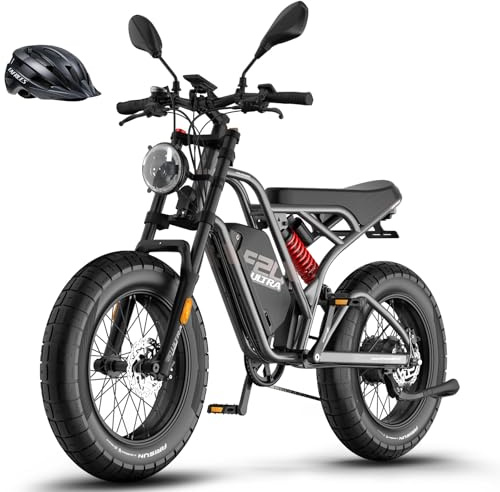 Fafrees F20 Ultra Bici Eléctrica, Fatbike de 20 x 5,0, Batería de 48V/25 AH, Suspensión Total, Espejos Retrovisores, Bici de Montaña Eléctrica para Hombres, Alcance 80-120 KM (Gris)