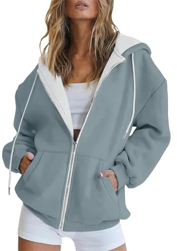 Générique Veste de Sport Femme à Manches Longues zippée Capuche à Cordon décontractée avec Poches pour Automne et Printemps (FR/ES, Alpha/Lettres, 4TG, Taille Normale, Taille Normale, #6)
