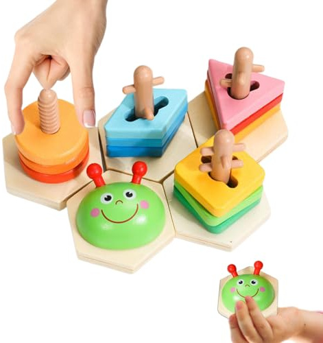 BommFu Jouets en Bois de Tri - Jouet d'Empilage de Couleurs | Jeu Éducatif de Développement, Activités d'apprentissage Maternelle pour Maison Voyage École Crèche et Trajets