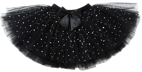 Falda de tutú de carnaval con purpurina de cintura alta para niña, falda de tutú de carnaval con lentejuelas brillantes, falda de ballet multicapa para fiestas infantiles, juegos y disfraces, Negro