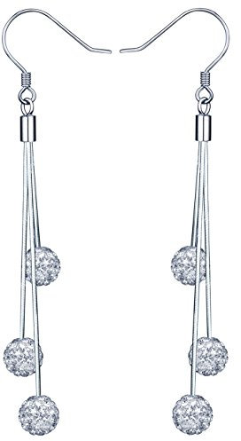 Yumilok 925 Sterling Silber Kristallkugeln Quaste Ohrhänger Ohrringe Hypoallergen Ohrschmuck für Damen Frauen Mädchen