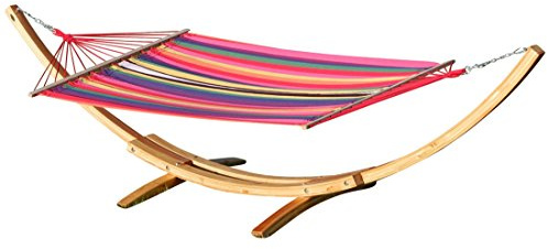 410cm XXL Hamac Cadre Natur-NEGRIL mélèze en Bois avec hamac Tige de AS-S