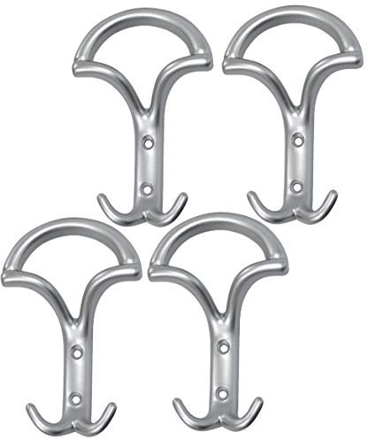 AERZETIX: 4 ganci appendiabiti da parete in metallo Tindouf colore argento opaco 148/96 mm C41449